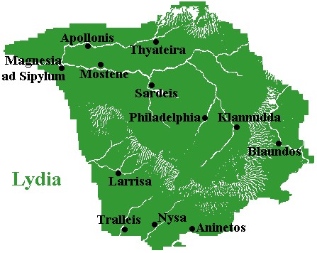 Map of ancient Lydia
