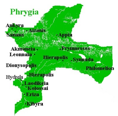 Map of ancient Phrygia
